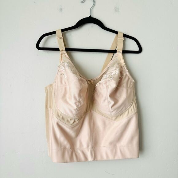 Elila Jacquard Wireless Soft-cup Front Hook Longline Bra nude woman’s 40F - Picture 2 of 10